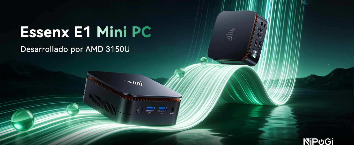 NiPoGi Essenx E1 Mini PC AMD 3150U W-11 Pro(hasta 3,3GHz), 8GB